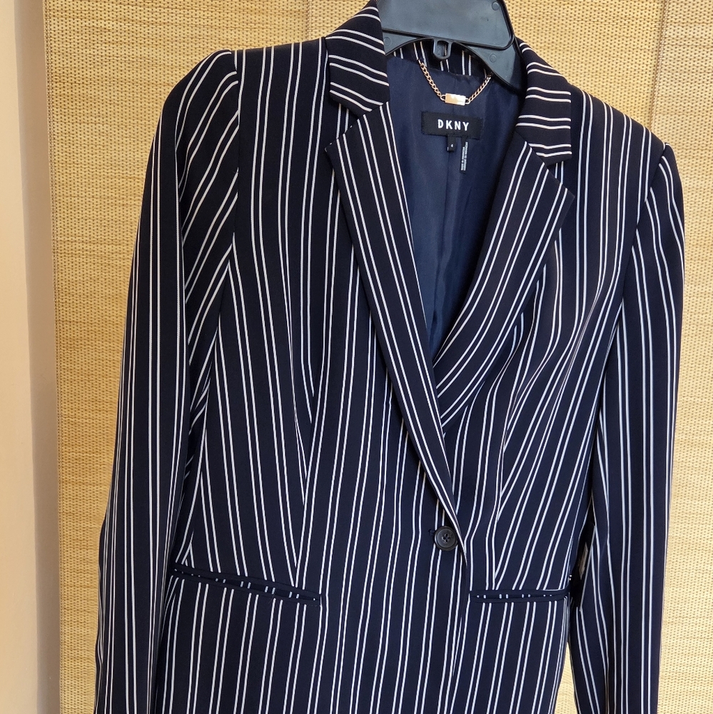 DKNY Woman's Navy Striped Blazer